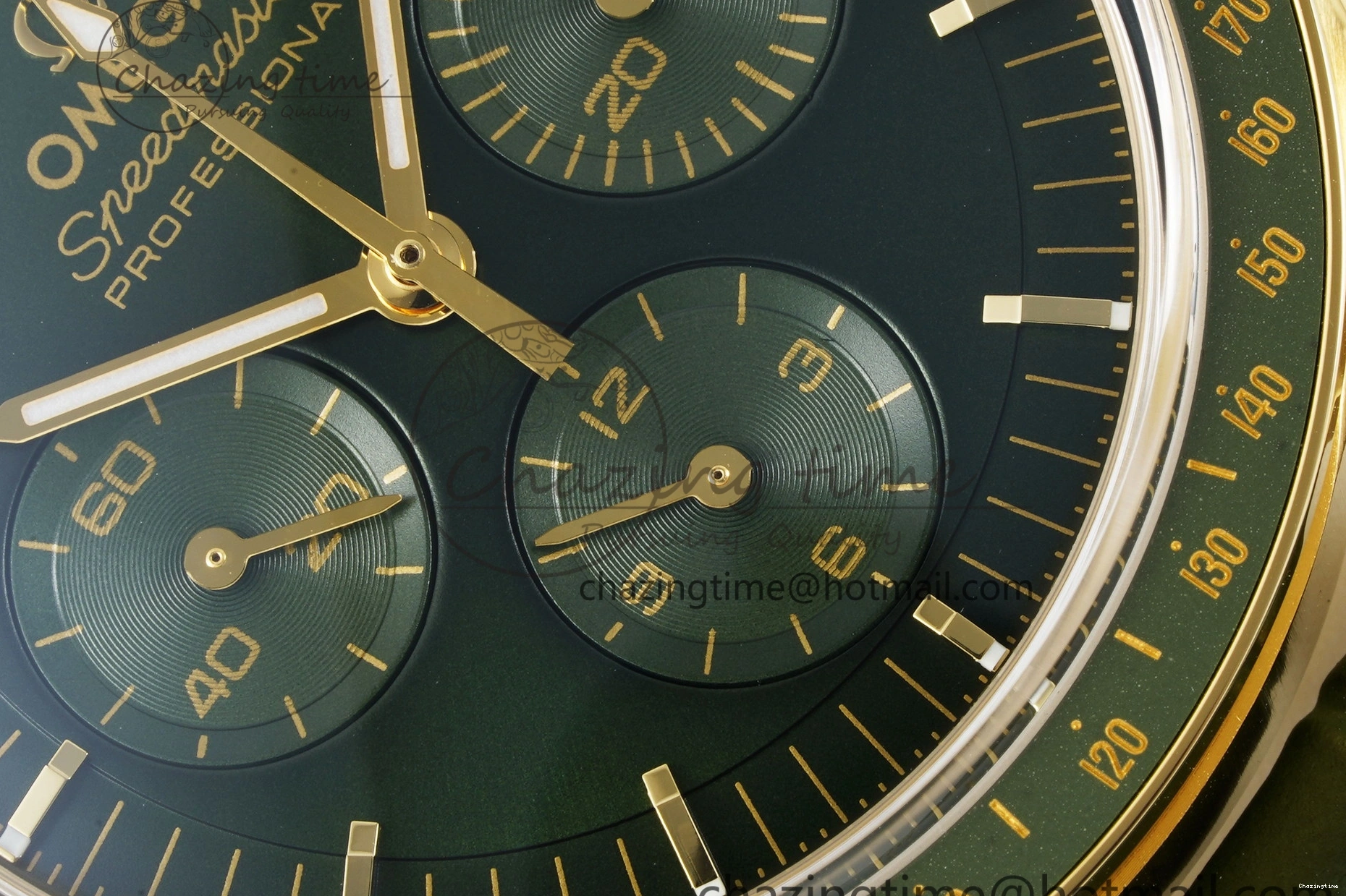 0512 Speedmaster Moonwatch in Moonshine Gold YG RMF Best Edition Green Dial on Green Leather Strap Manual Chrono EasyCare 7832